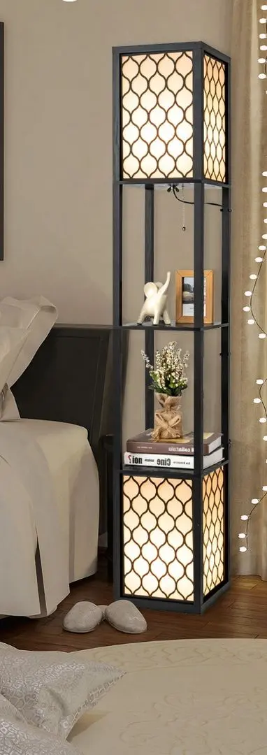 Lampa de podea cu rafturi Costway EU10046DE (White/Black)