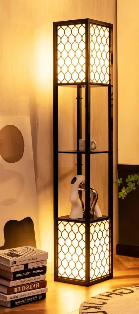 Lampa de podea cu rafturi Costway EU10046DE (White/Black)