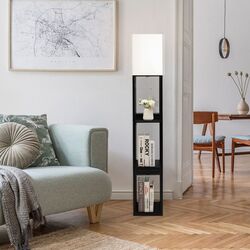 Lampa de podea cu rafturi Costway EU10062DE-DK (Beige/Black) Thumb