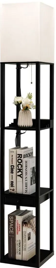 Lampa de podea cu rafturi Costway EU10062DE-DK (Beige/Black)