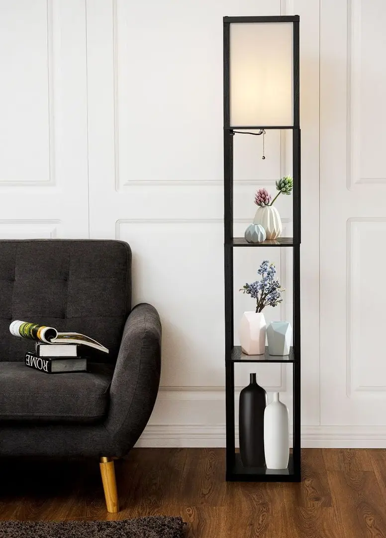 Торшер с полками Costway EU10065DE (Black/Beige)