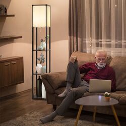 Торшер с полками Costway EU10065DE (Black/Beige) Thumb