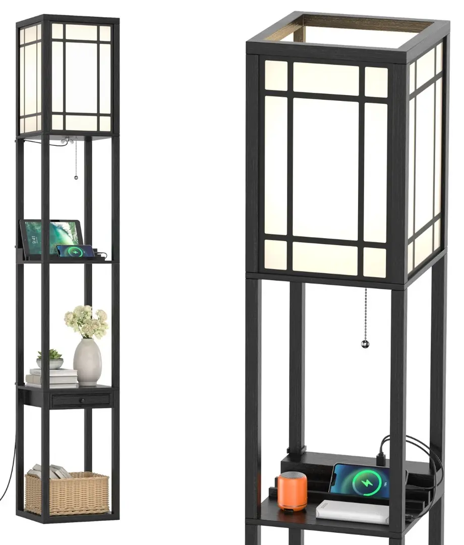 Lampa de podea cu rafturi Costway EU10009DE (Black)