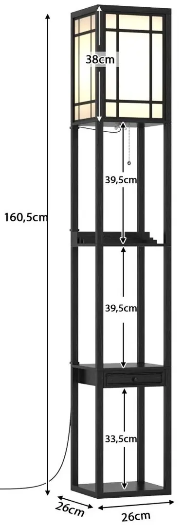 Lampa de podea cu rafturi Costway EU10009DE (Black)