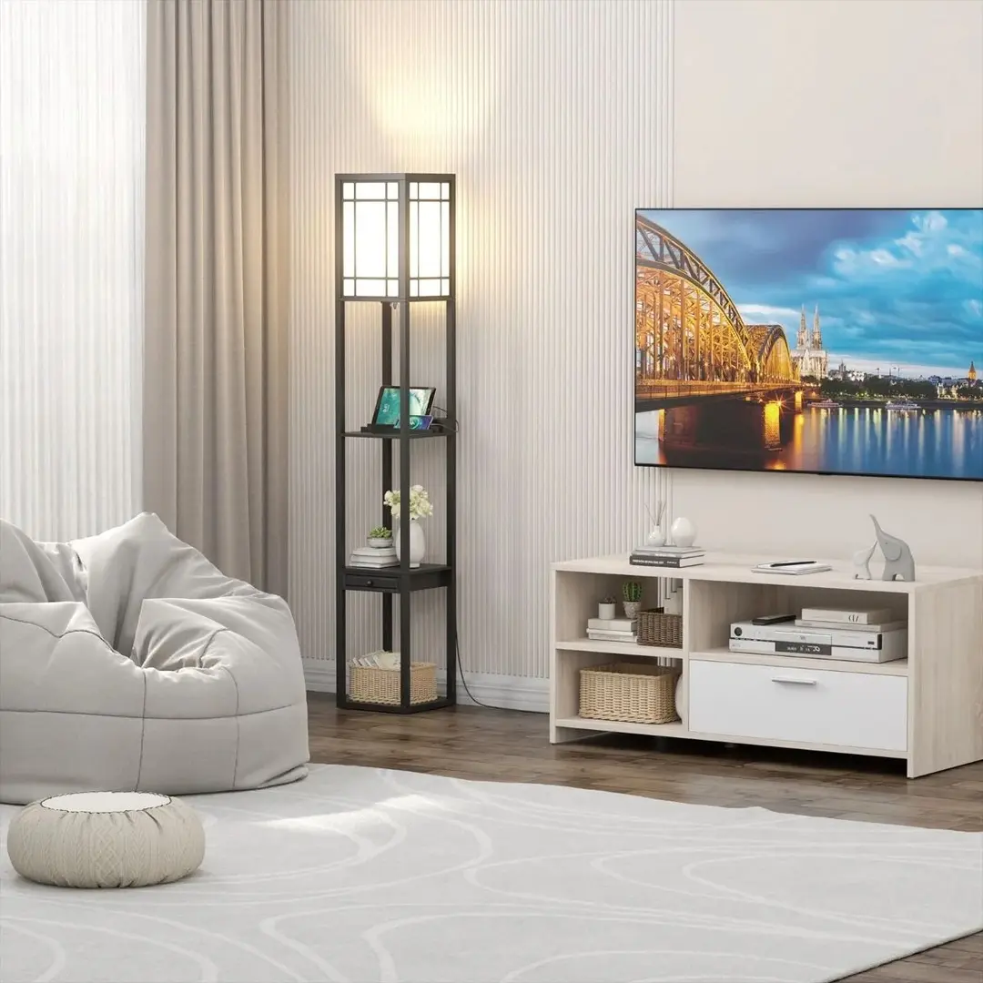 Lampa de podea cu rafturi Costway EU10009DE (Black)