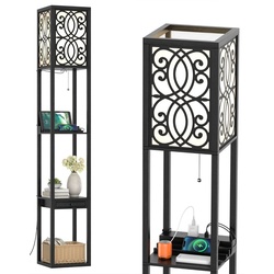 Lampa de podea cu rafturi Costway EU10010DE (Black) Thumb