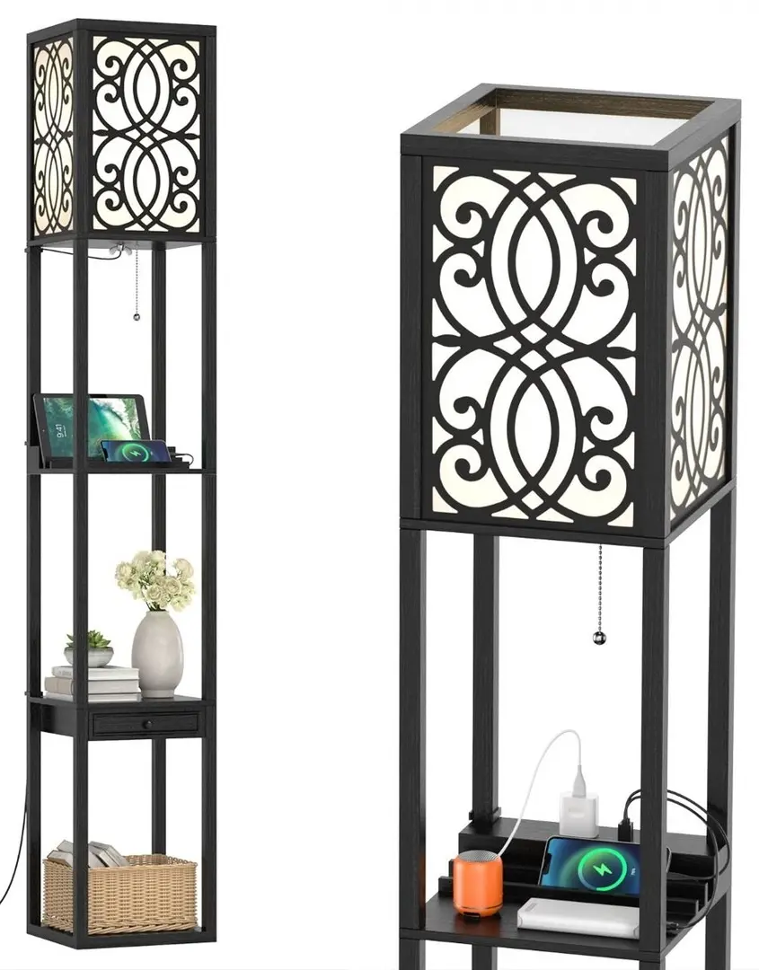 Lampa de podea cu rafturi Costway EU10010DE (Black)