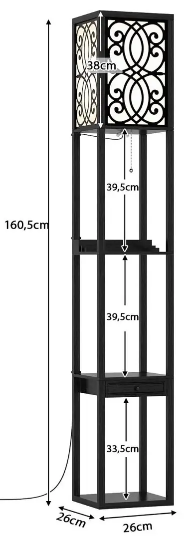 Lampa de podea cu rafturi Costway EU10010DE (Black)