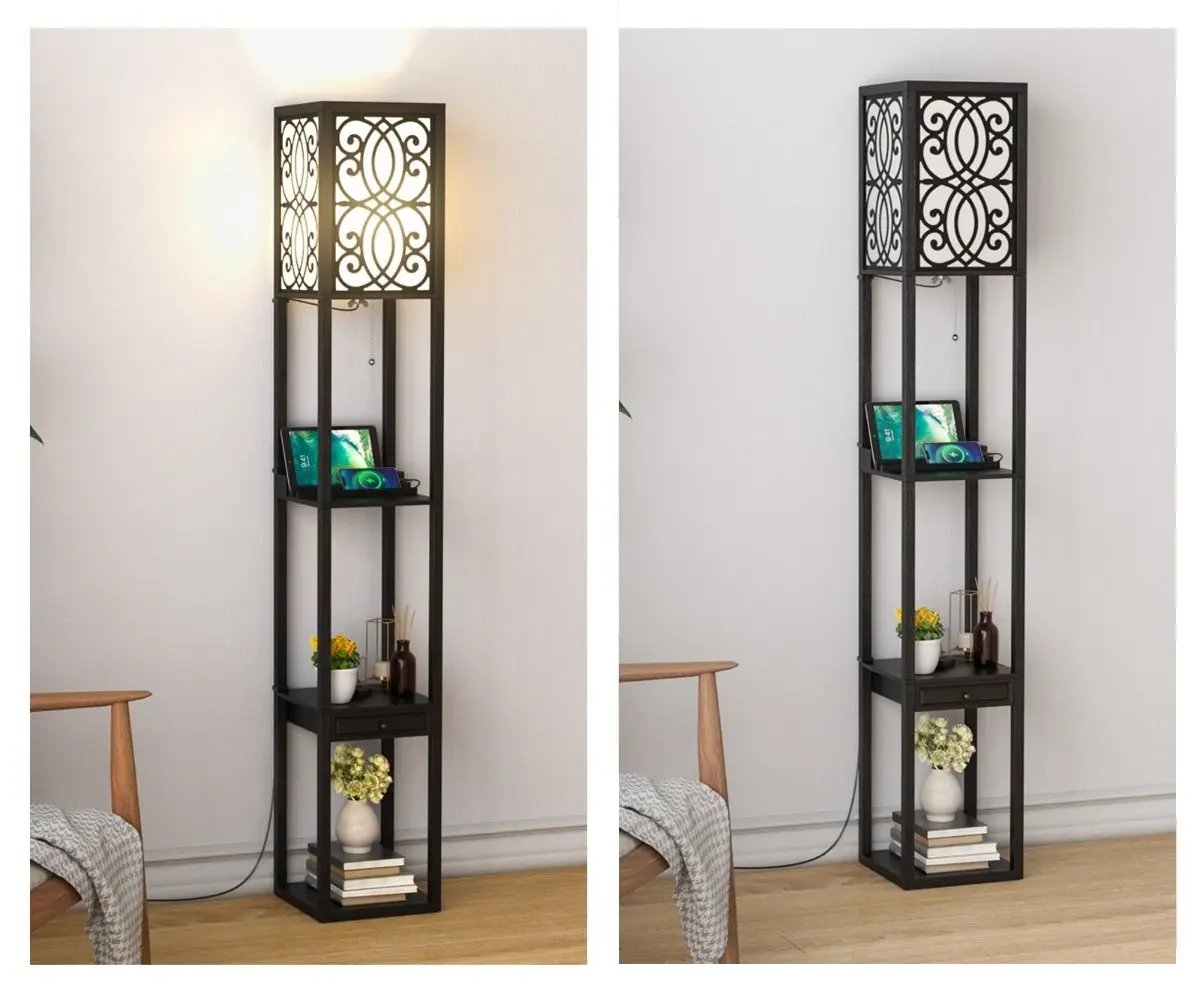 Lampa de podea cu rafturi Costway EU10010DE (Black)