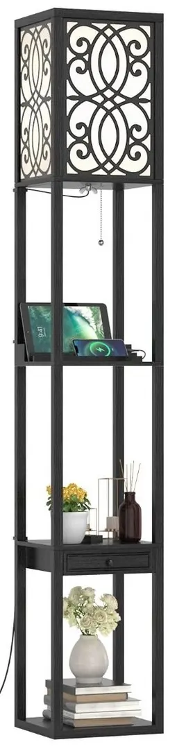Lampa de podea cu rafturi Costway EU10010DE (Black)