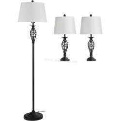 Lampadar + 2 lampi de masa Homcom B31-179 (Black/White)