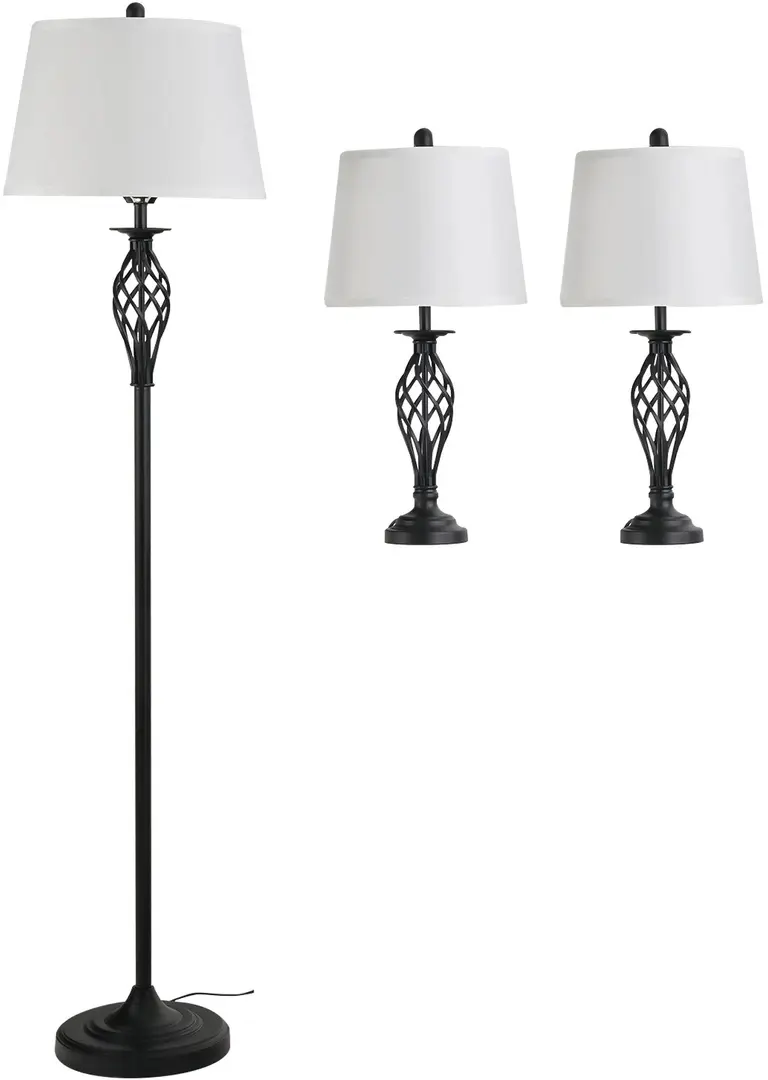 Lampadar + 2 lampi de masa Homcom B31-179 (Black/White)