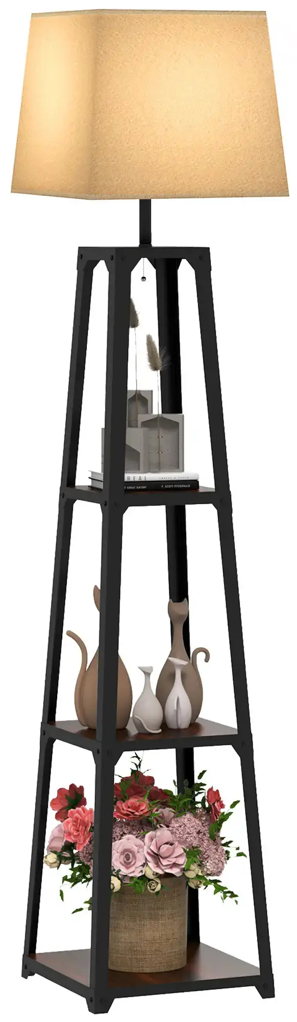 Напольный светильник с полками Homcom B31-466V90BK (Black/Beige) - 2