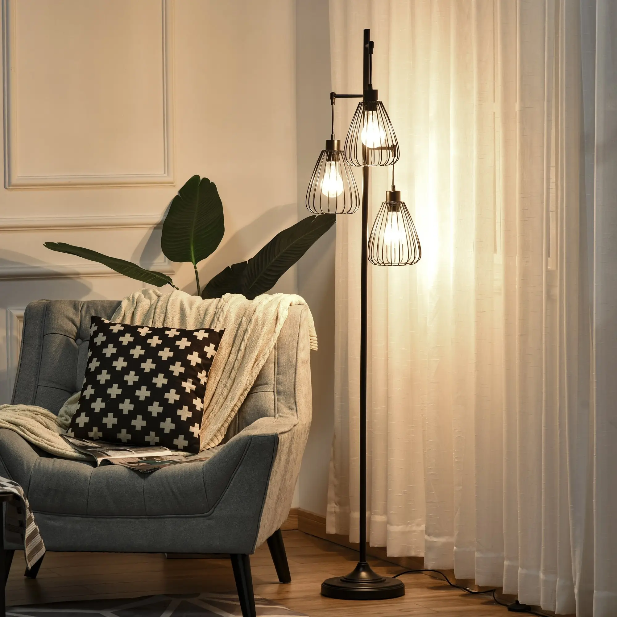 Lampadar Homcom B31-247 (Black) - 7