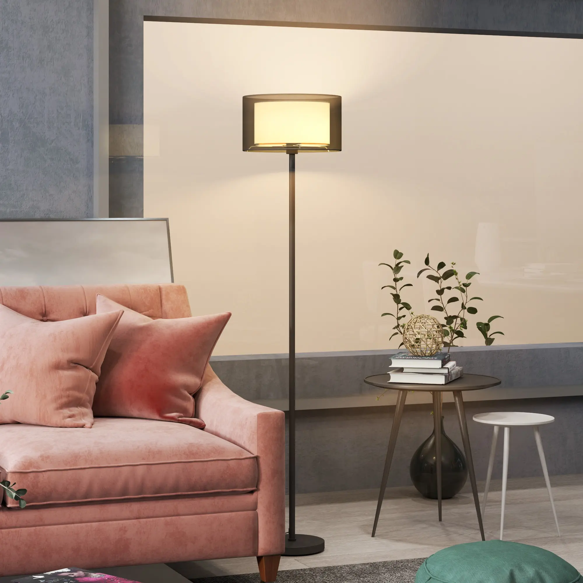 Lampadar Homcom B31-331V90WT (White/Black) - 5