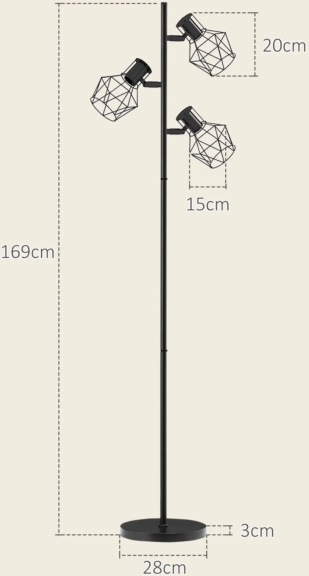 Lampadar Homcom B31-492V90BK (Black) - 7