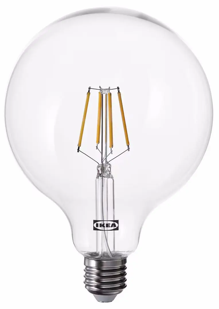 Lampadar Ikea Harslinga/Lunnom cu bec/sticla transparenta (Negru)