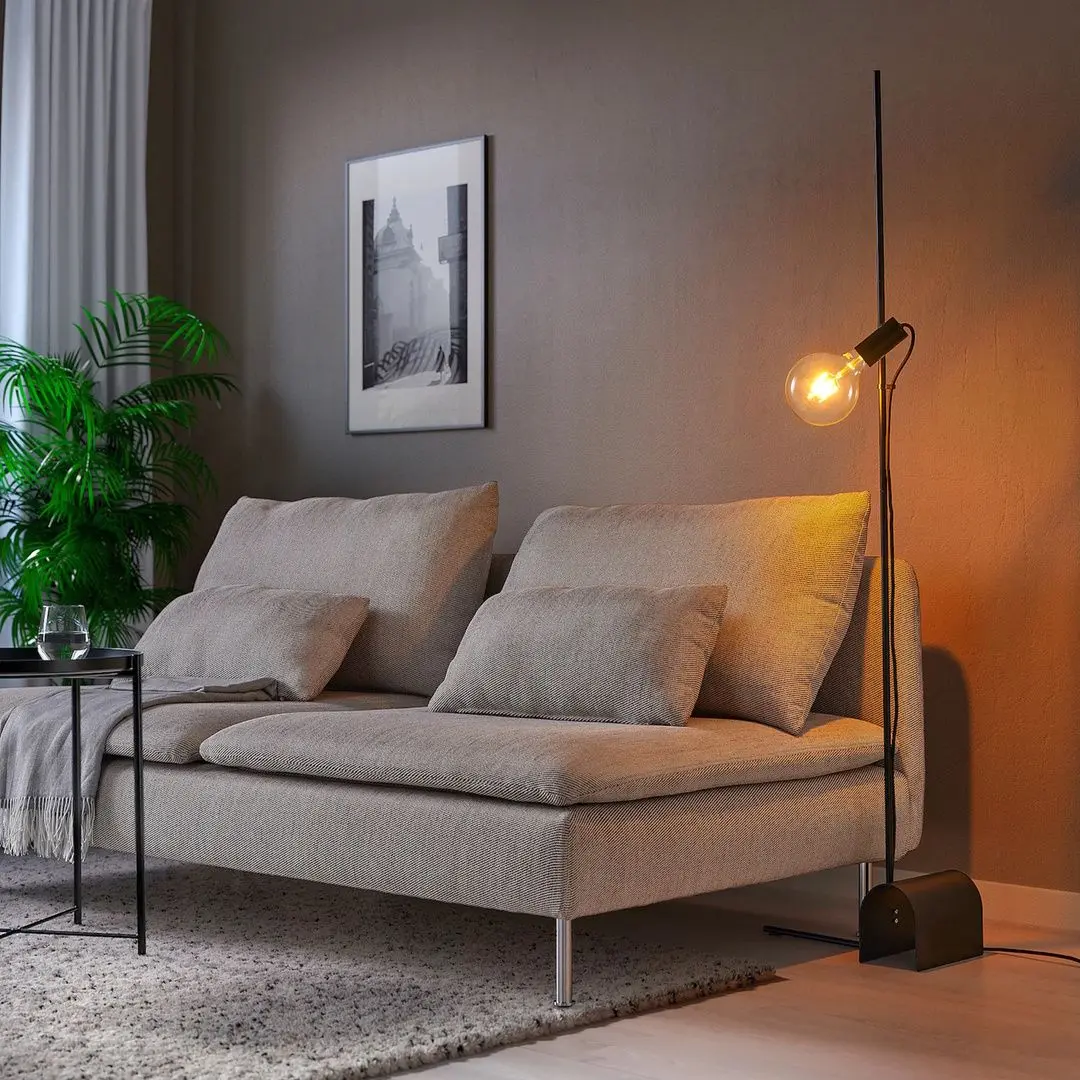 Lampadar Ikea Harslinga/Lunnom cu bec/sticla transparenta (Negru)