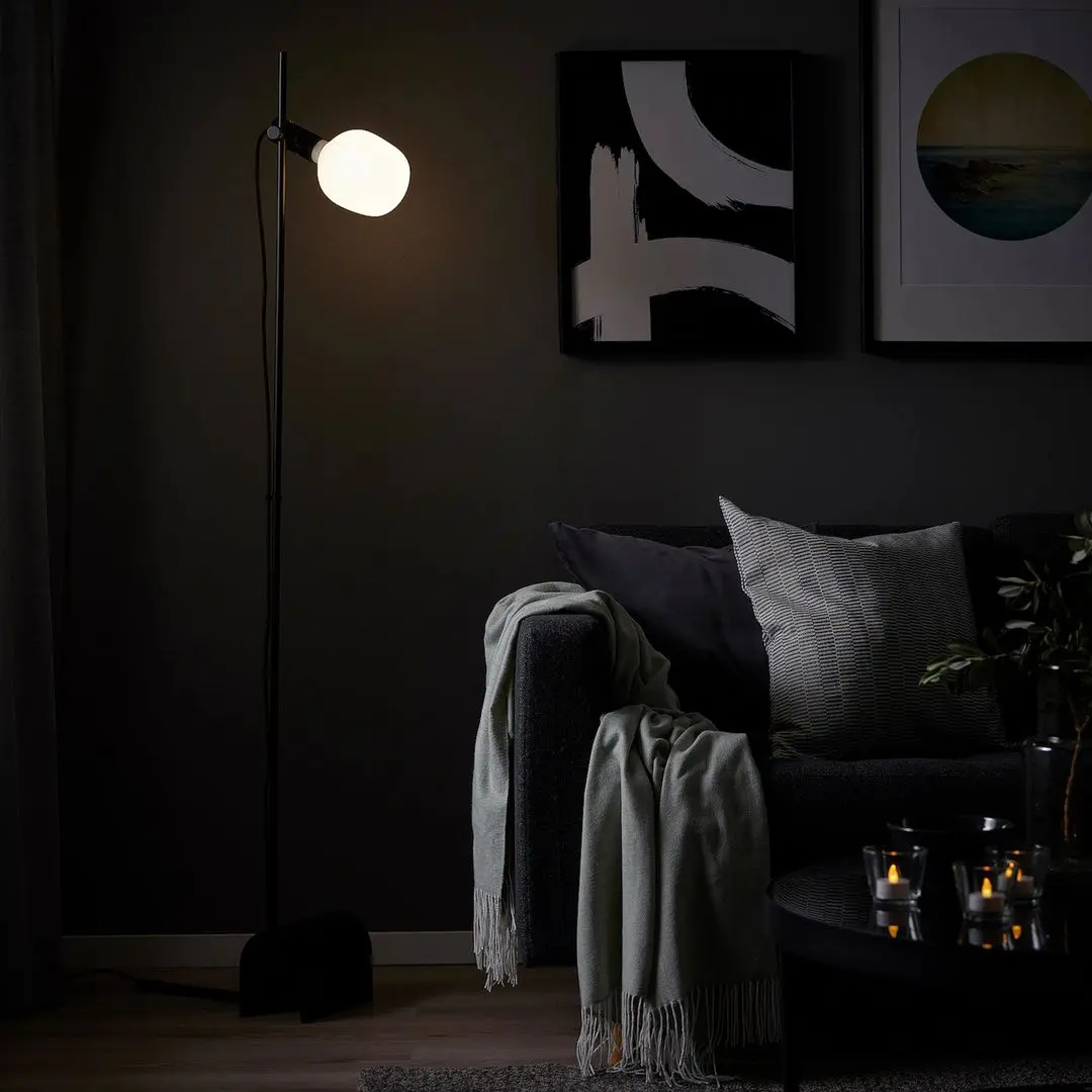 Lampadar Ikea Harslinga/Tradfri cu bec/smart nuante alb (Negru)