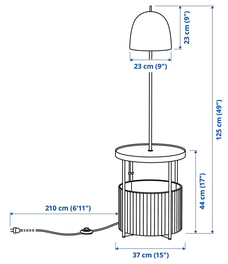 Noptiera cu lampa Ikea Trindsno (Alb/Furnir Mesteacan)