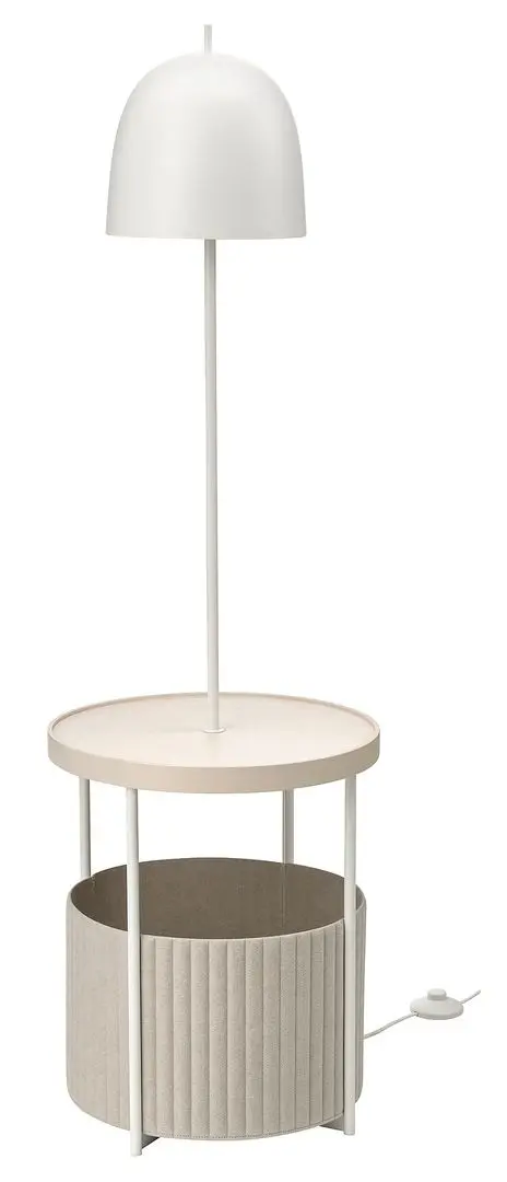 Noptiera cu lampa Ikea Trindsno (Alb/Furnir Mesteacan)