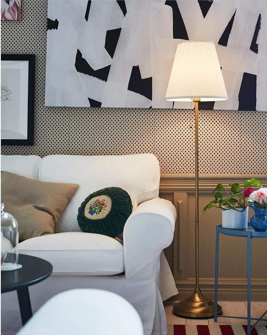 Светильник напольный Ikea Arstid (Белый/Латунь)