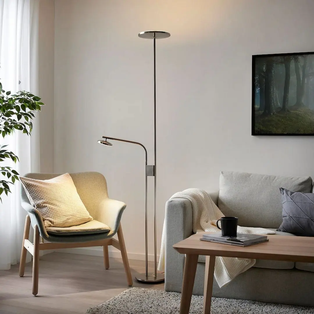 Торшер/лампа для чтения Ikea Isjakt регулируемая яркость 180cm (Никелированный)