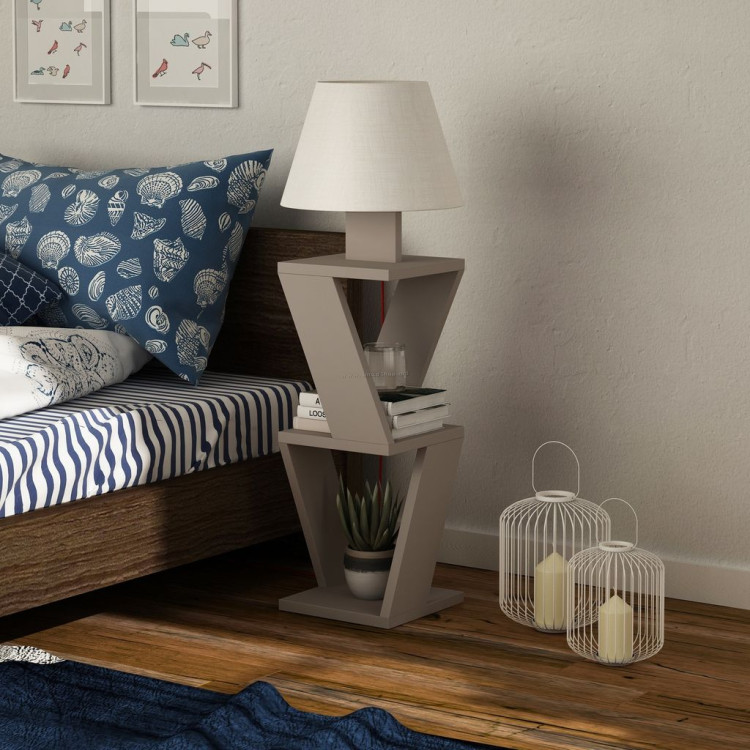 Lampa de podea cu rafturi Showdeko Kozena (Light Mocha/White)