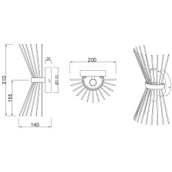 Настенный светильник Trio ROD (Black/Gold) Thumb