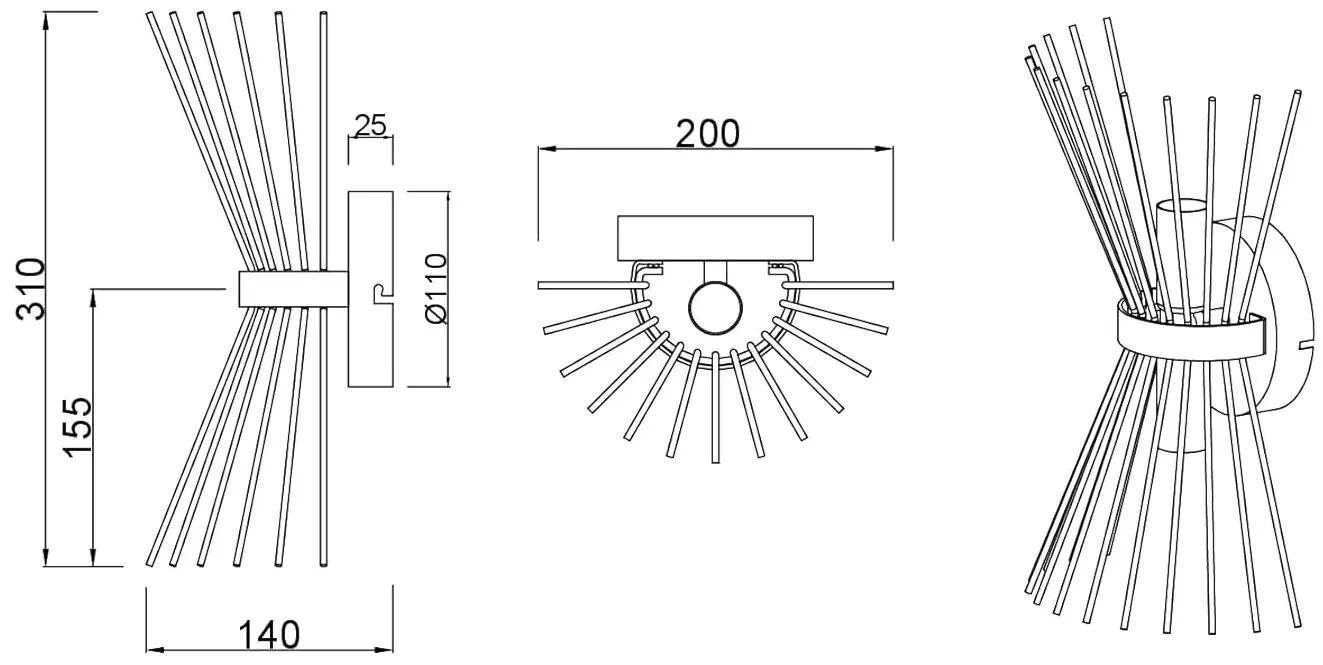 Настенный светильник Trio ROD (Black/Gold)