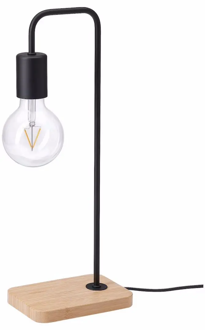 Лампа настольная Ikea Tvarhand (Черный/Бамбук)