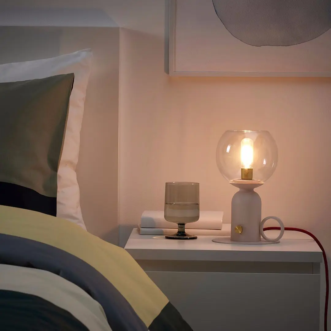 Настольная лампа Ikea Askmuller регулируемая интенсивность 24cm (Светло-Розовый/Красный)