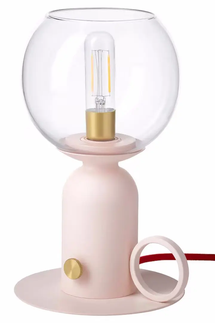 Настольная лампа Ikea Askmuller регулируемая интенсивность 24cm (Светло-Розовый/Красный)