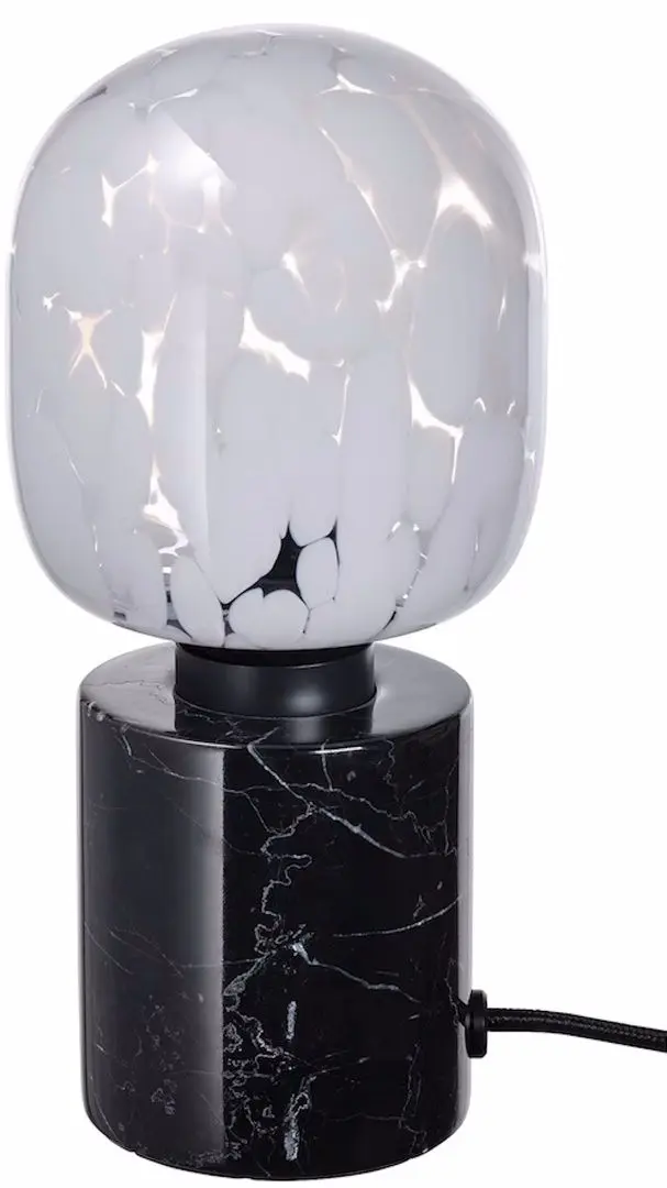 Настольная лампа Ikea Markfrost/Molnart трубчатый/прозрачное стекло (Черный Мрамор/Белый)
