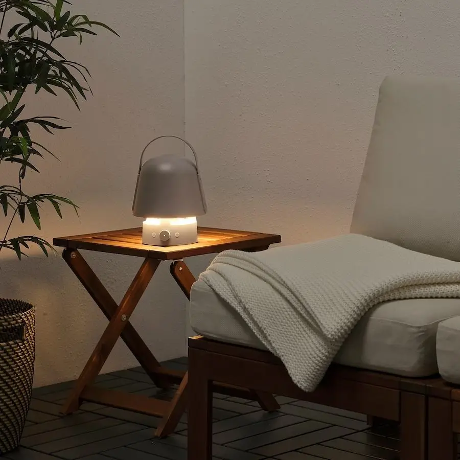 Настольная лампа Ikea Vappeby с Bluetooth динамиком/для улицы (Серый)