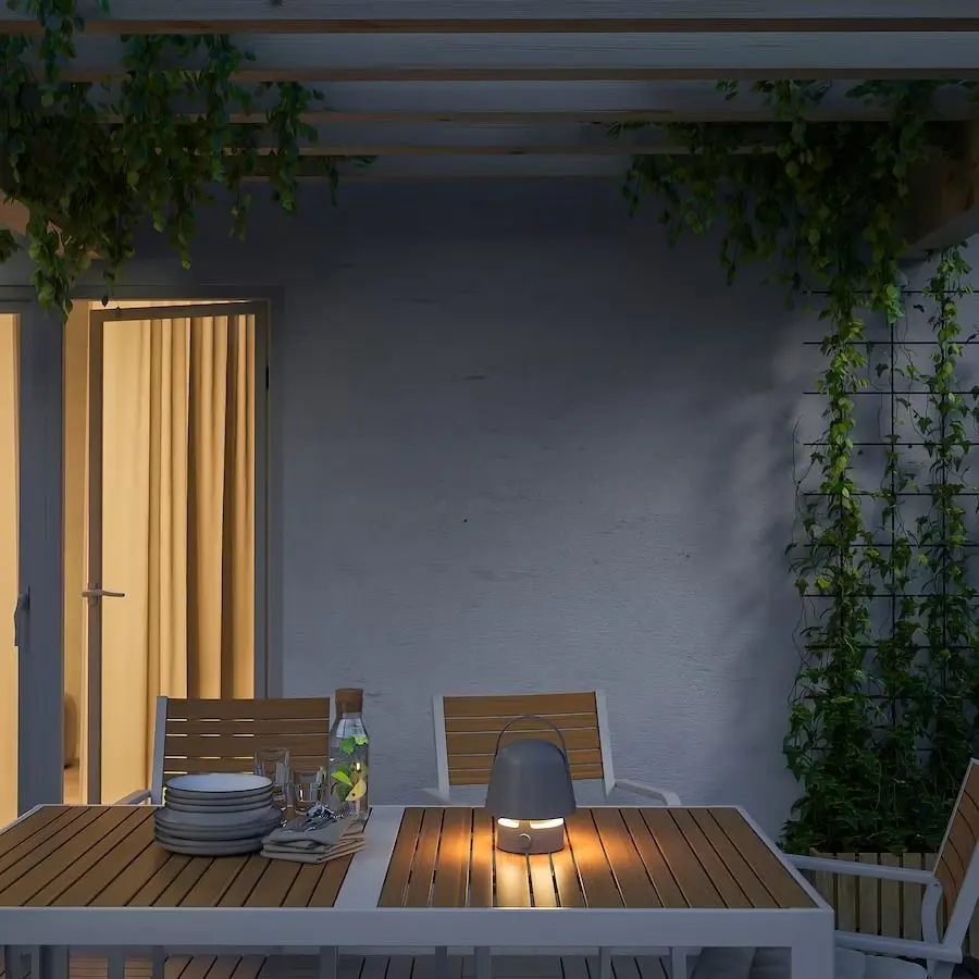 Настольная лампа Ikea Vappeby с Bluetooth динамиком/для улицы (Серый)