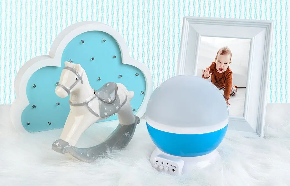 Lampa de veghe cu proiector Iso Trade 5764 (White/Blue)