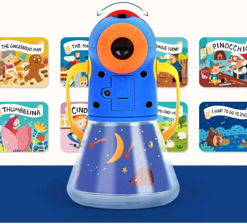 Lampa de veghe cu proiector si povesti Mideer Kids Storybook Torch (Blue)