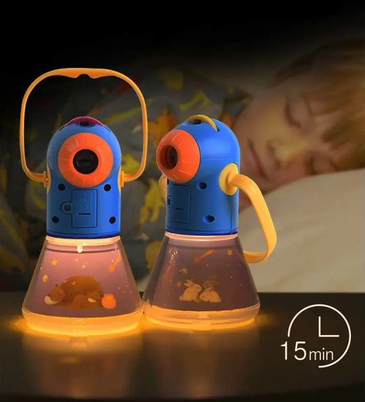 Lampa de veghe cu proiector si povesti Mideer Kids Storybook Torch (Blue)