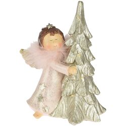 Figurina decorativa Christmas Angel with christmas tree 27510 (Green/Pink)
