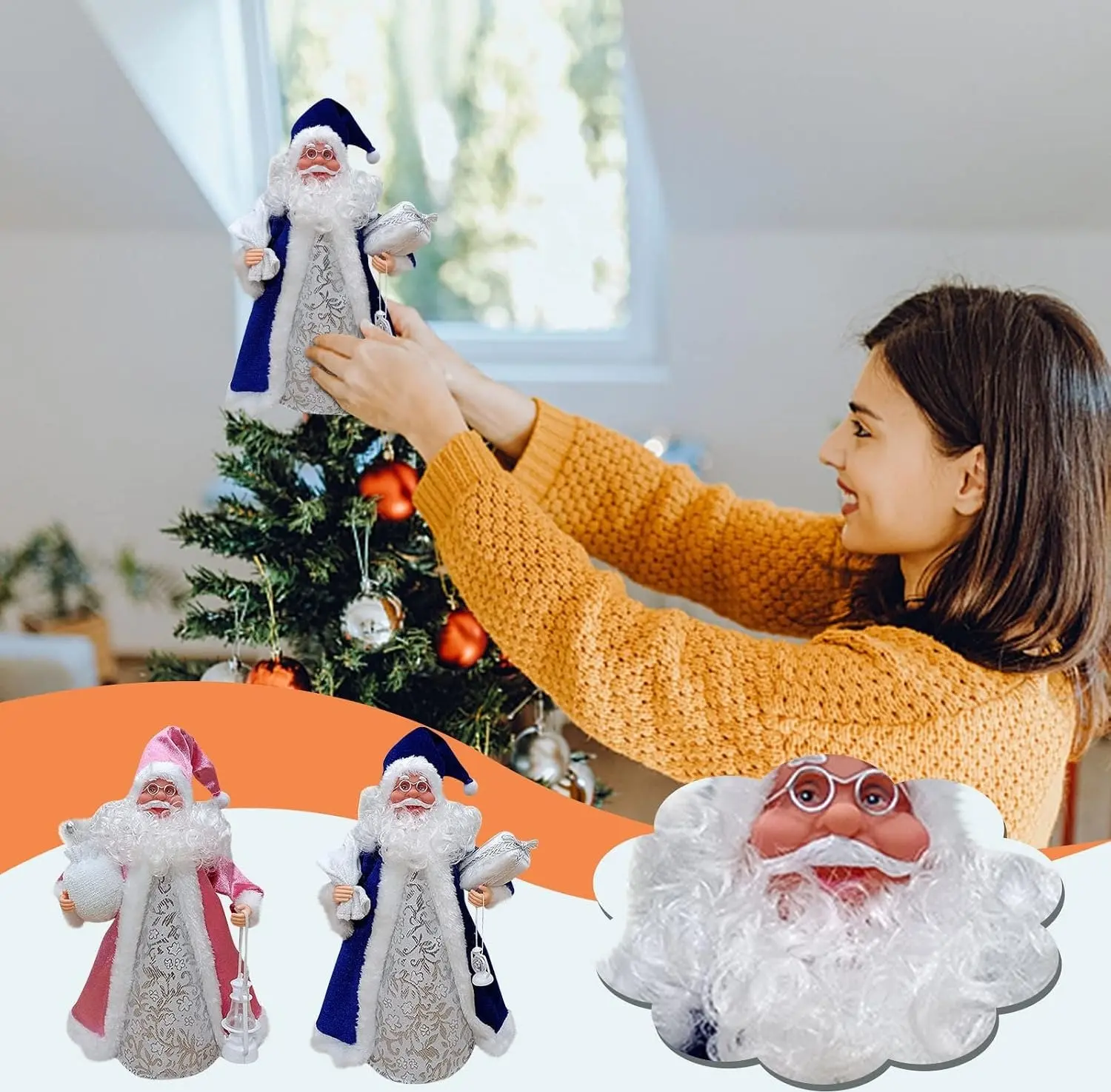 Декоративная фигурка Christmas Santa Claus 30cm (Blue/Silver) - 3