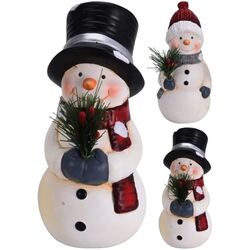 Декоративная фигурка Christmas Snowman with a bouquet 12807 (White/Black) Thumb