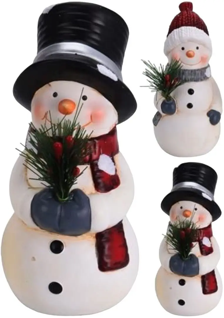 Декоративная фигурка Christmas Snowman with a bouquet 12807 (White/Black) - 2