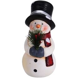 Декоративная фигурка Christmas Snowman with a bouquet 12807 (White/Black)