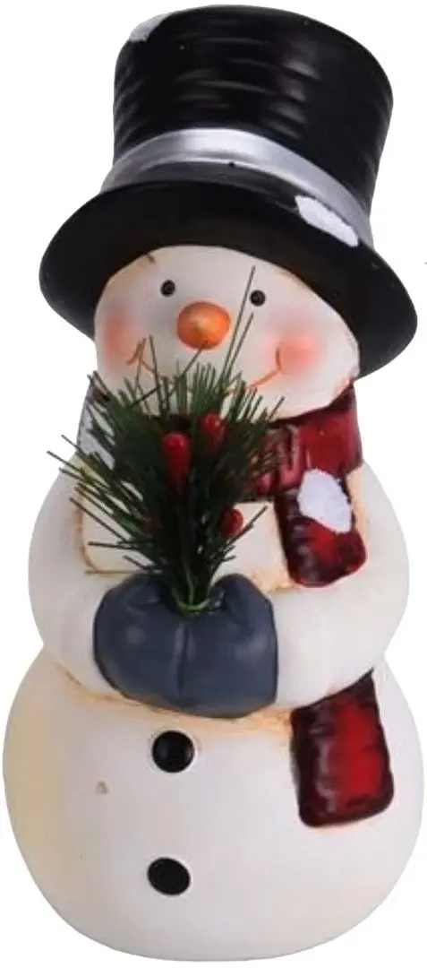 Декоративная фигурка Christmas Snowman with a bouquet 12807 (White/Black)