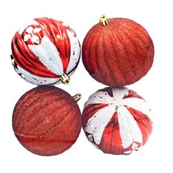 Set globuri brad Christmas 35372 100mm (Red/White)