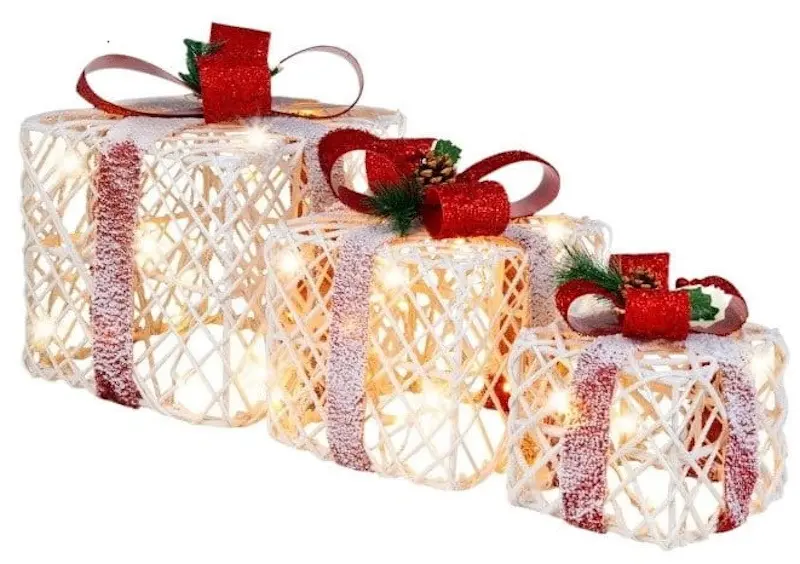 Set cutie cadou cu LED-uri Costway CM23881 3pcs (White) - 4