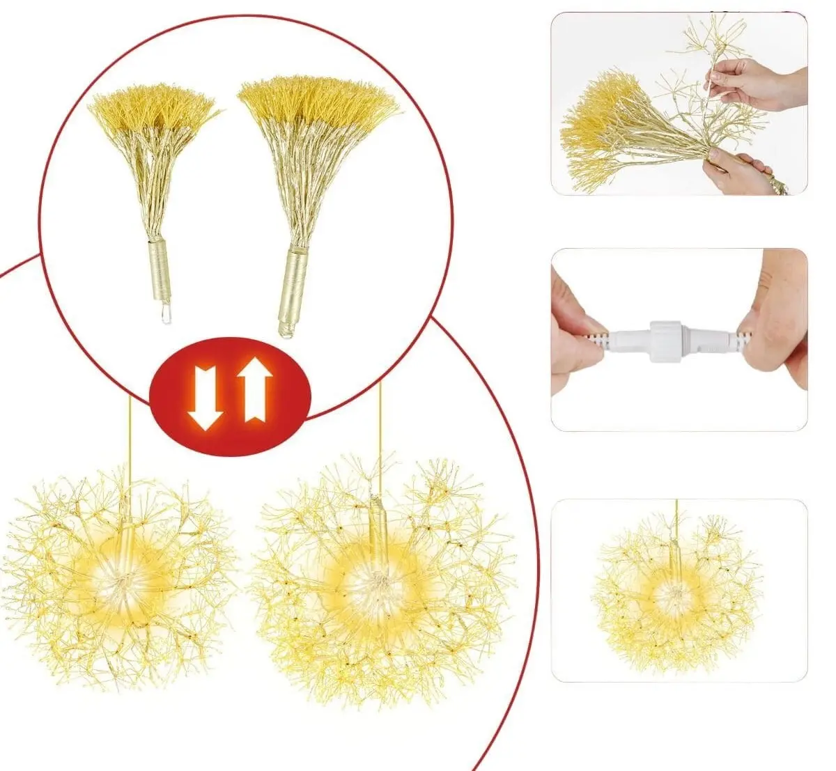 Set decoratiuni cu LED-uri Costway CM24996DE 2pcs (Gold)