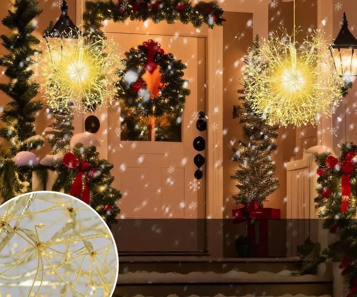 Set decoratiuni cu LED-uri Costway CM24996DE 2pcs (Gold)