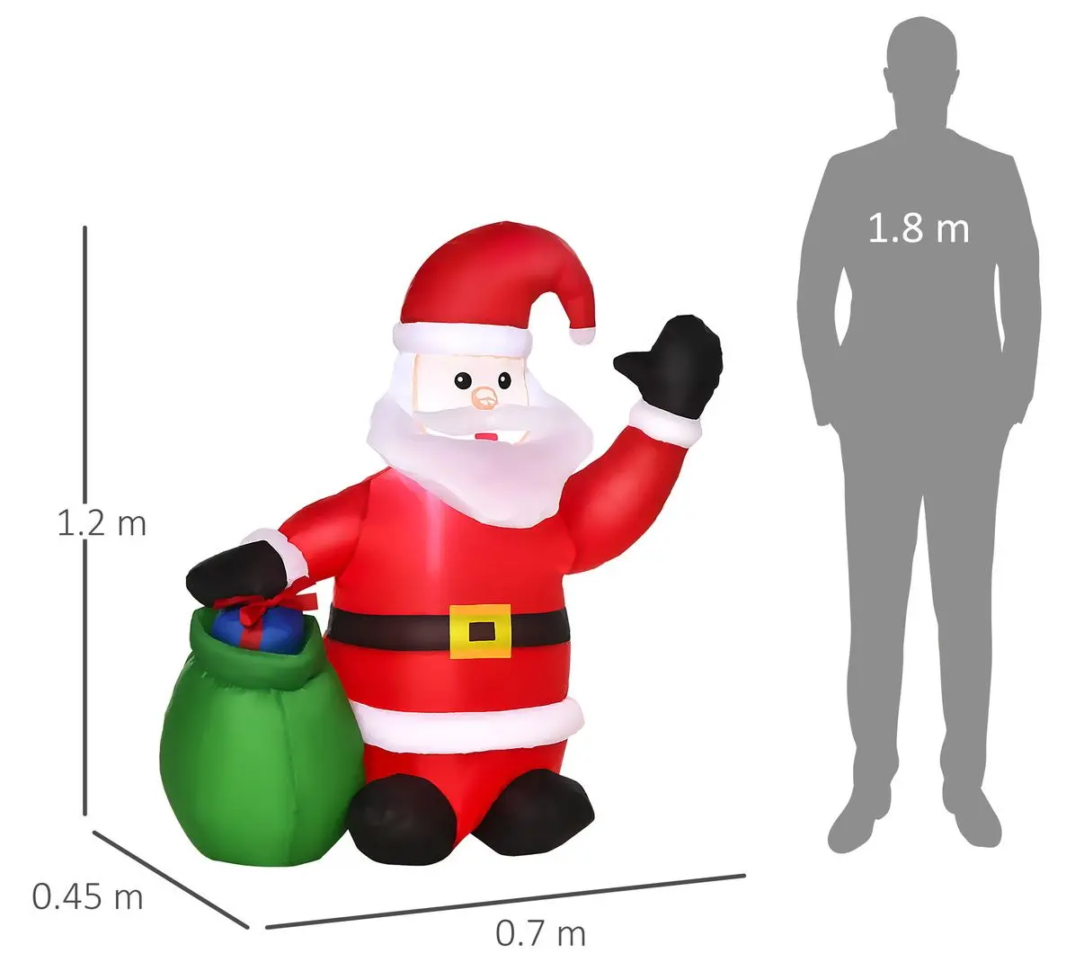 Mos Craciun gonflabil LED Homcom 844-006 1.2m (Red)